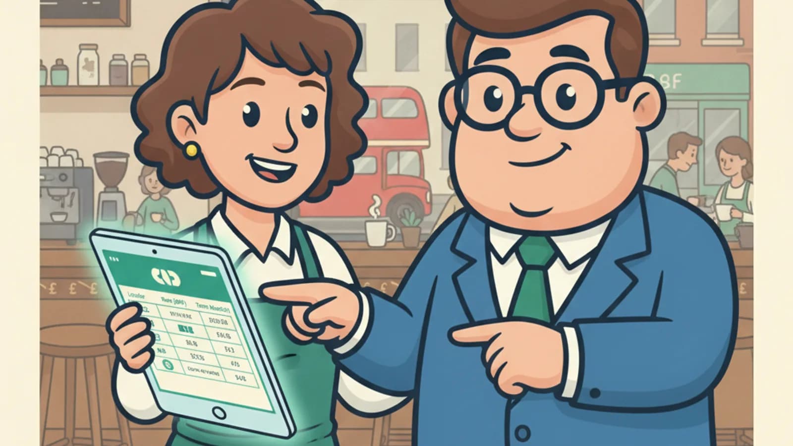 Fred helping a UK business owner compare business loan offers side by side